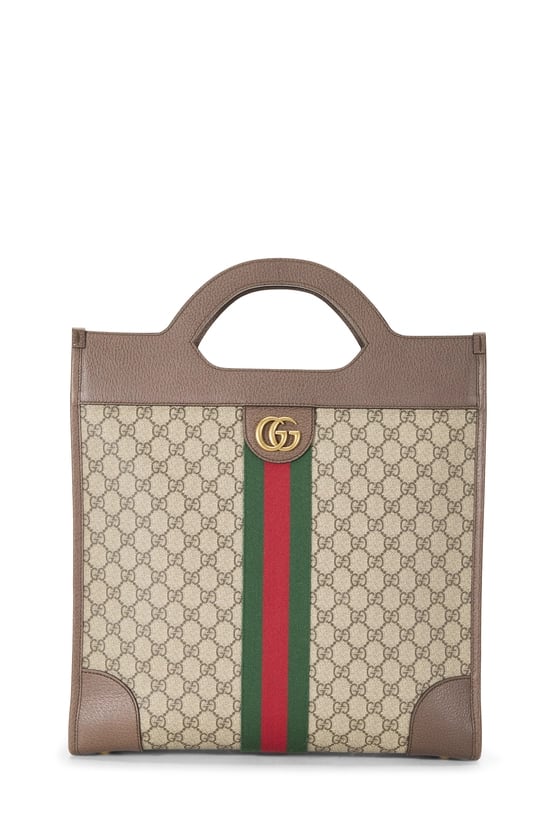 Brown GG Supreme Canvas Ophidia Vertical Tote