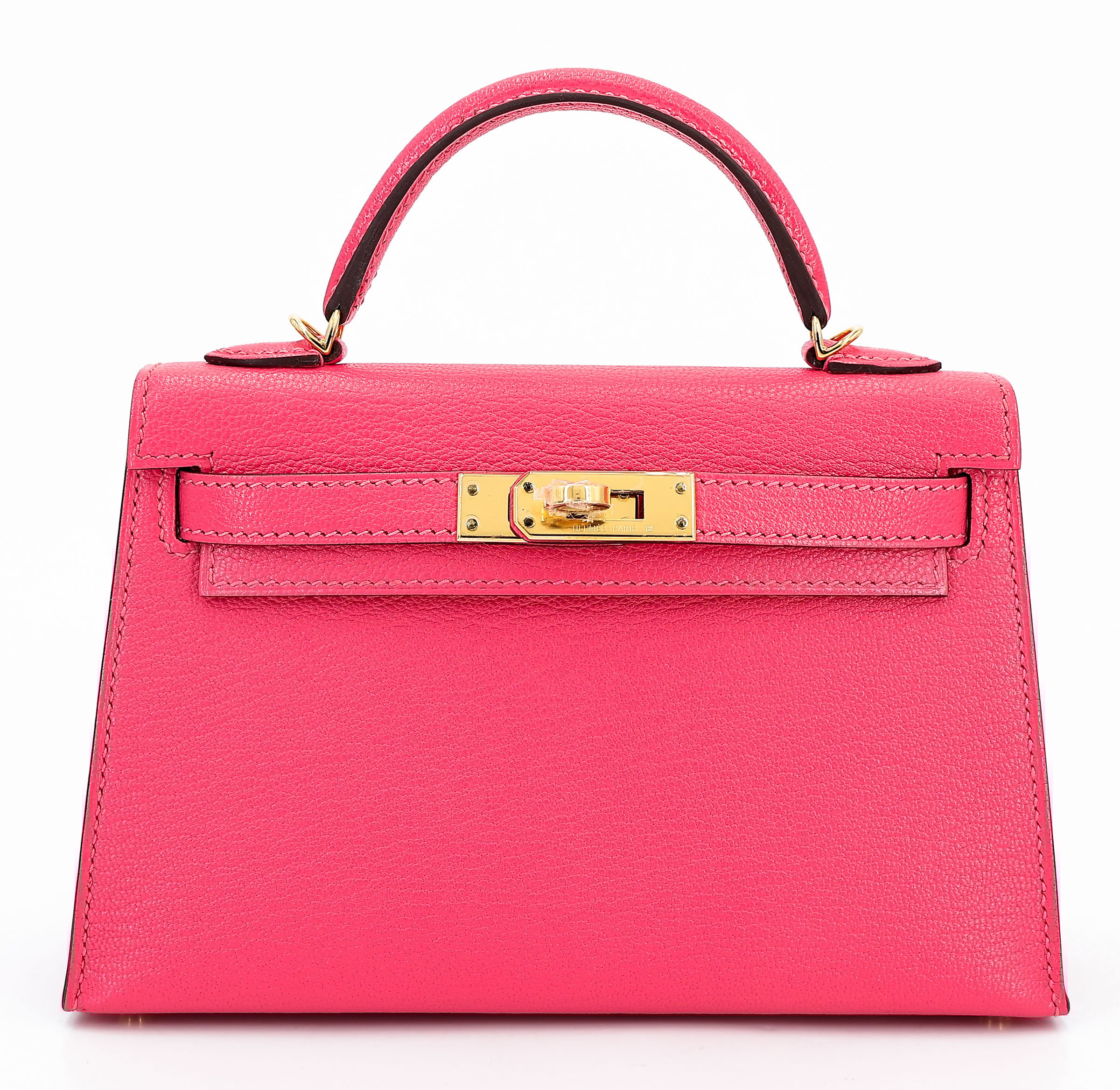 Hermes Excellent ( Rank SA ) HERMÈS Mini Kelly II Rose Azalee (8W) Chevre Gold hardware A (2017)