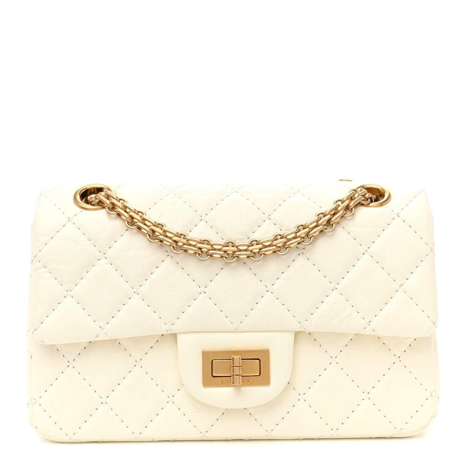 Chanel Aged Calfskin Quilted 2.55 Reissue Mini Flap White White