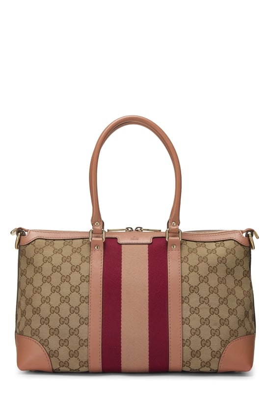 Pink GG Canvas Vintage Web Convertible Tote