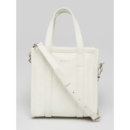 Balenciaga Balenciaga White Lambskin Leather Bazar Extra Extra Small Shopping Tote Bag