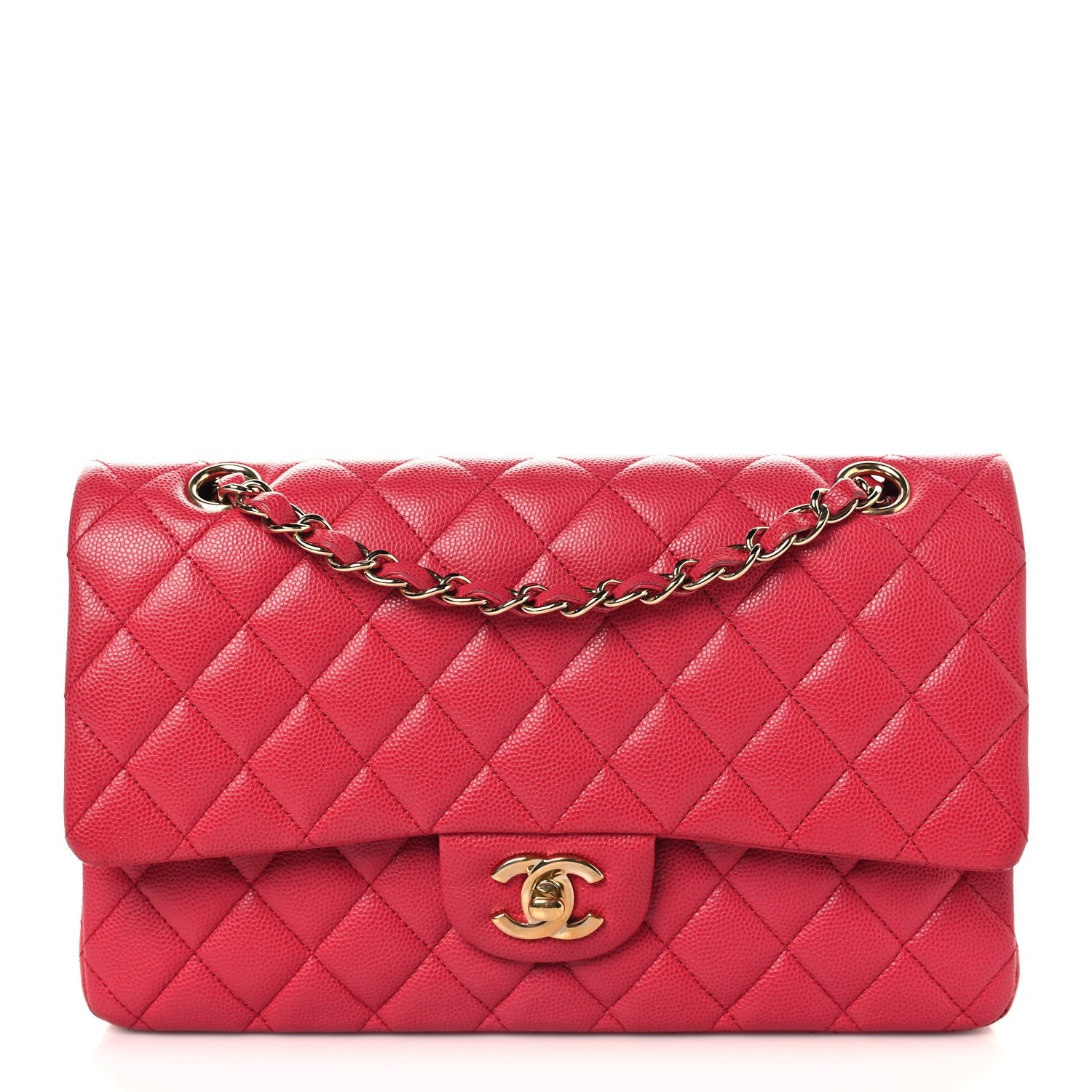 Chanel Caviar Quilted Medium Double Flap Dark Pink