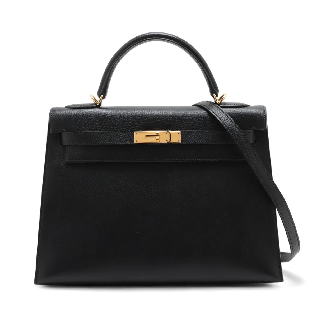 Hermès Kelly 32 Serie Ardennes Black Gold Metal Fittings