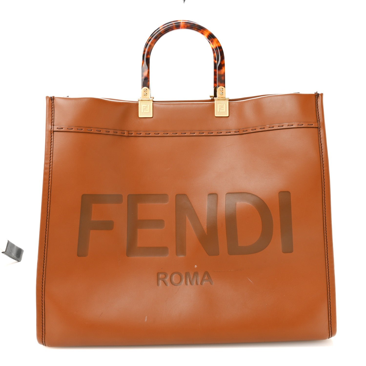 Fendi Vitello King Plexiglass Large Fendi Sunshine Shopper Tote Cuoio