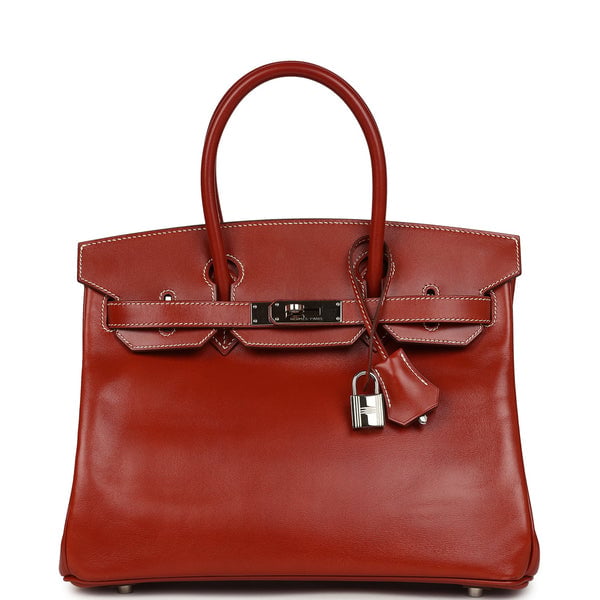 Hermes Pre-owned Hermes Birkin 30 Brique Box Palladium Hardware