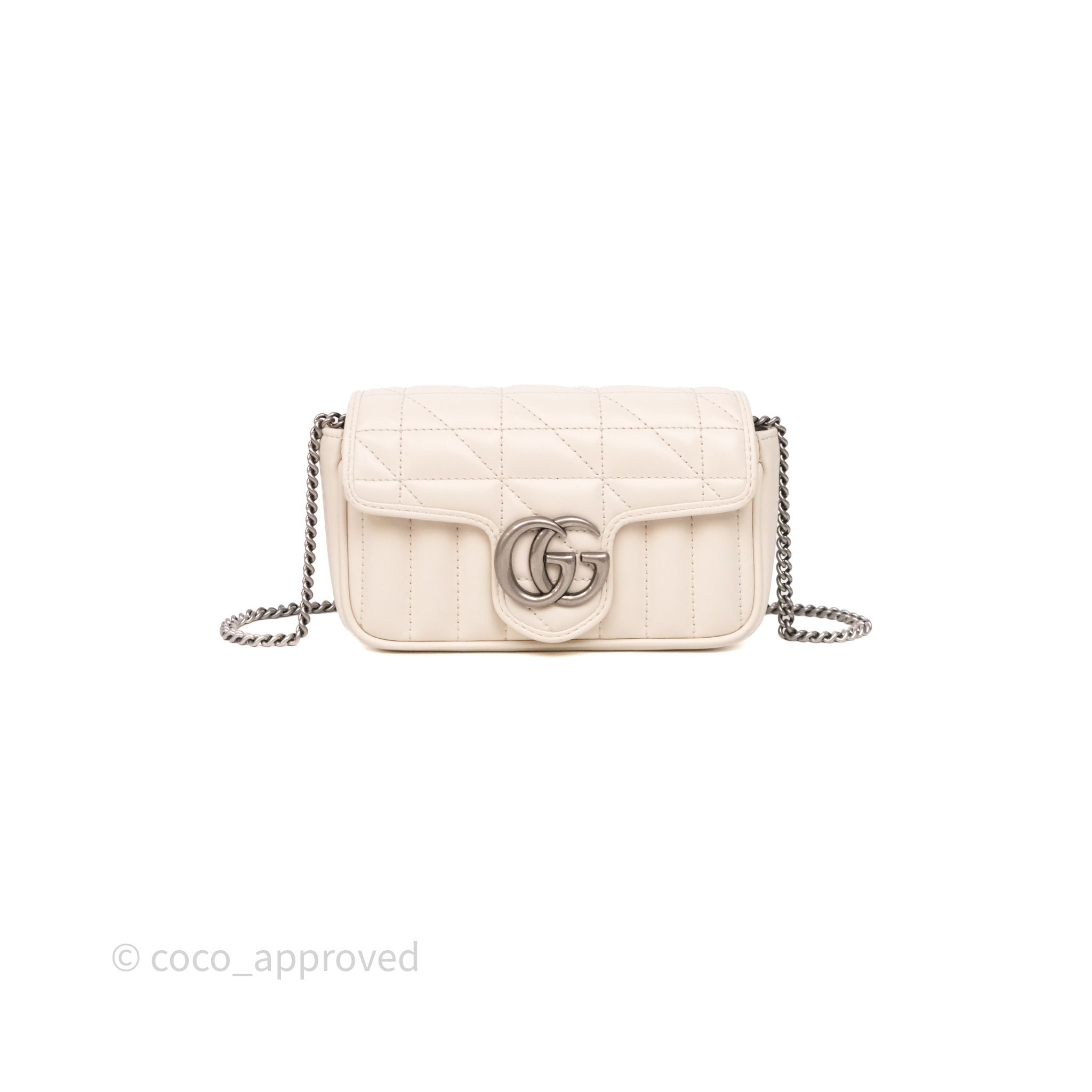 Gucci Super Mini GG Marmont Shoulder Bag Mystic White