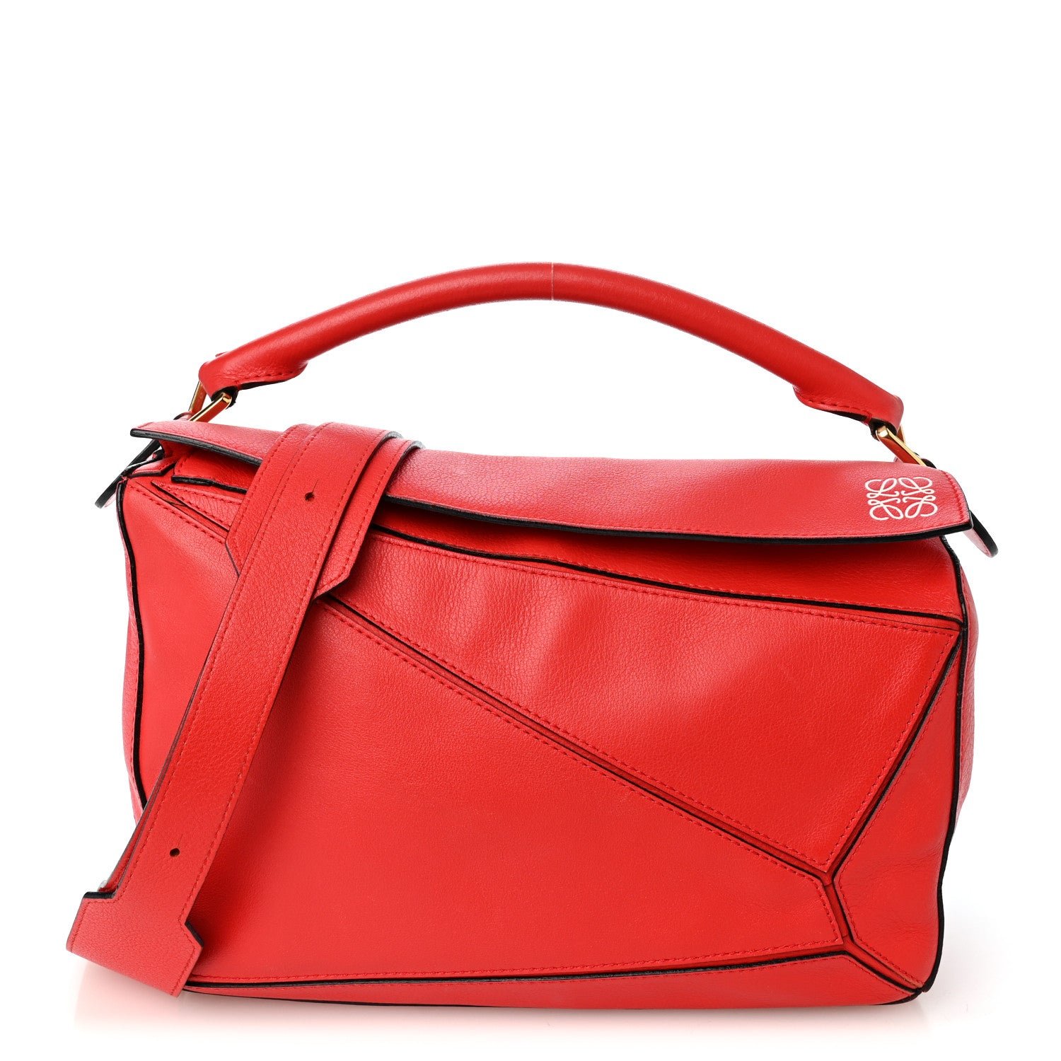 Loewe Calfskin Medium Puzzle Bag Scarlet