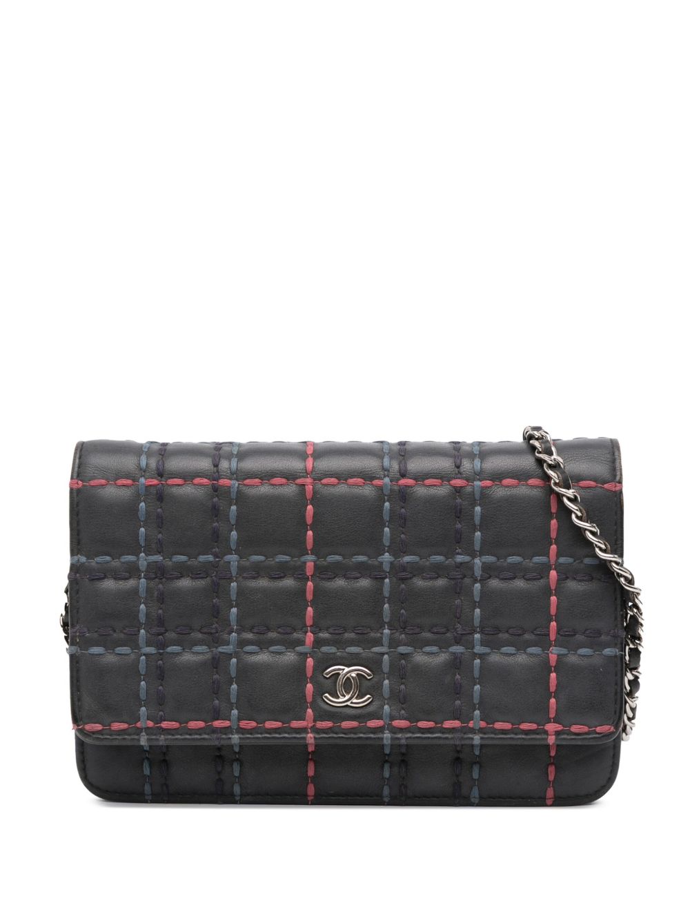 2018-2019 CC Square Stitched Calfskin Wallet on Chain crossbody bag