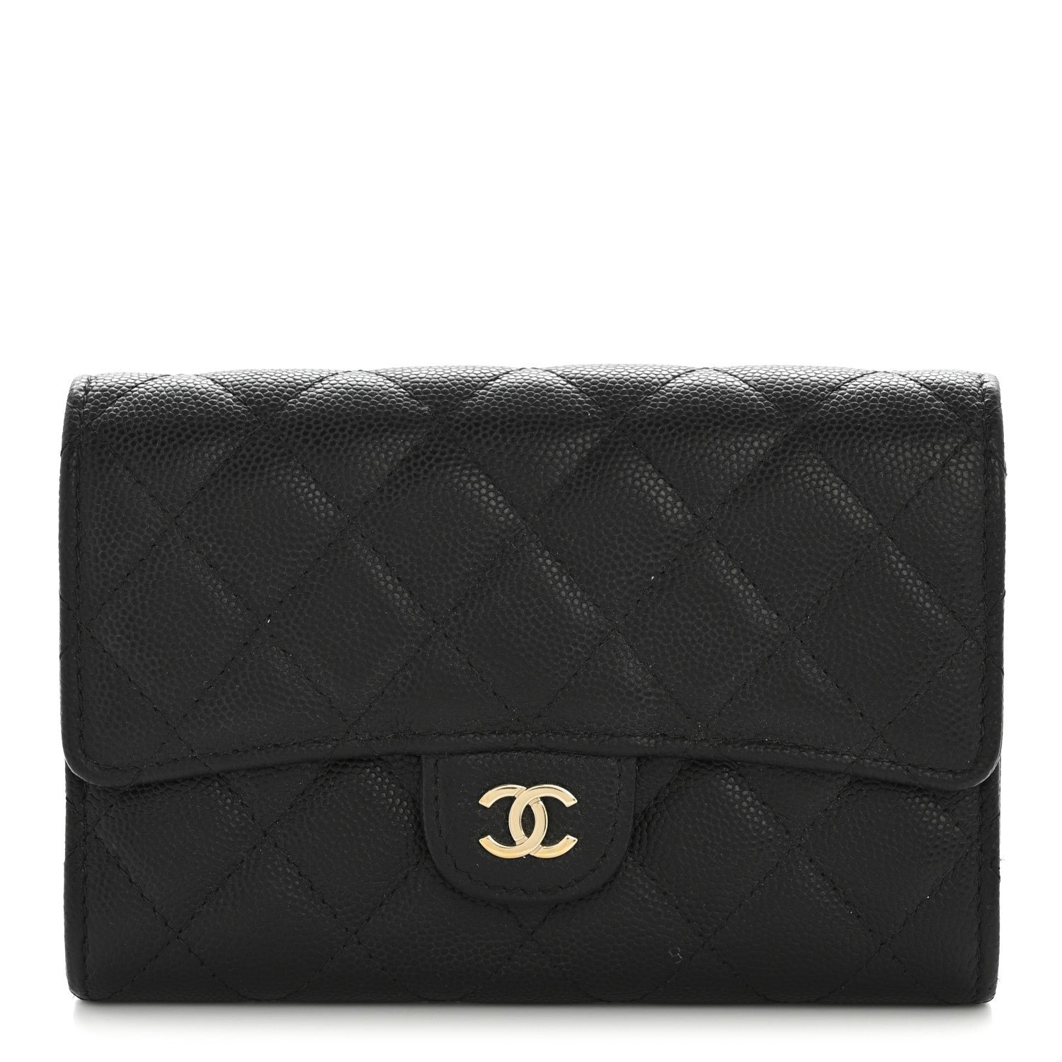 Chanel Caviar Quilted Medium Flap Wallet Black