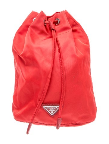 Saffiano Leather Tessuto Nylon Bucket Bag