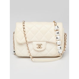 Chanel White Quilted Lambskin Leather My Precious Pearls Mini Flap Bag