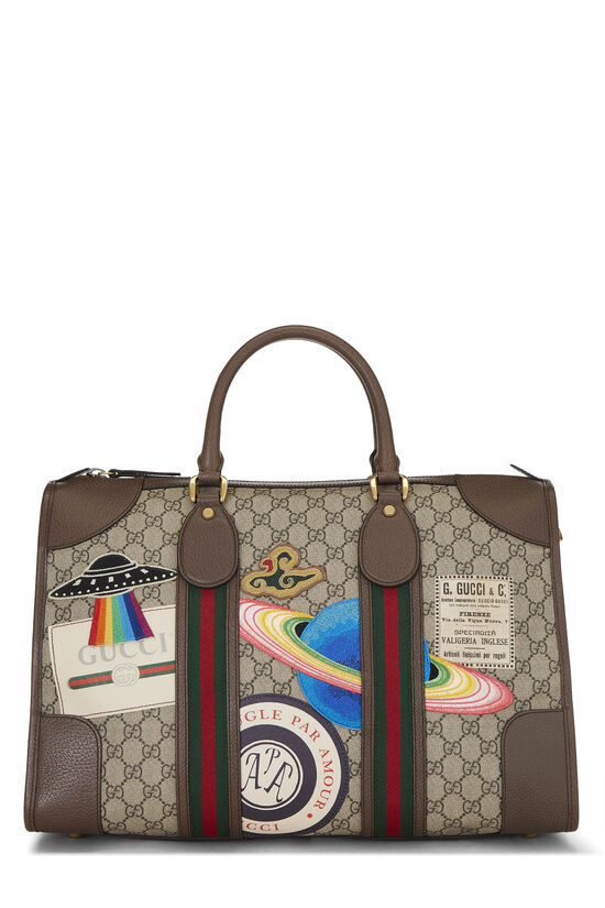 Gucci Brown GG Supreme Canvas Courrier Web Soft Duffle Bag