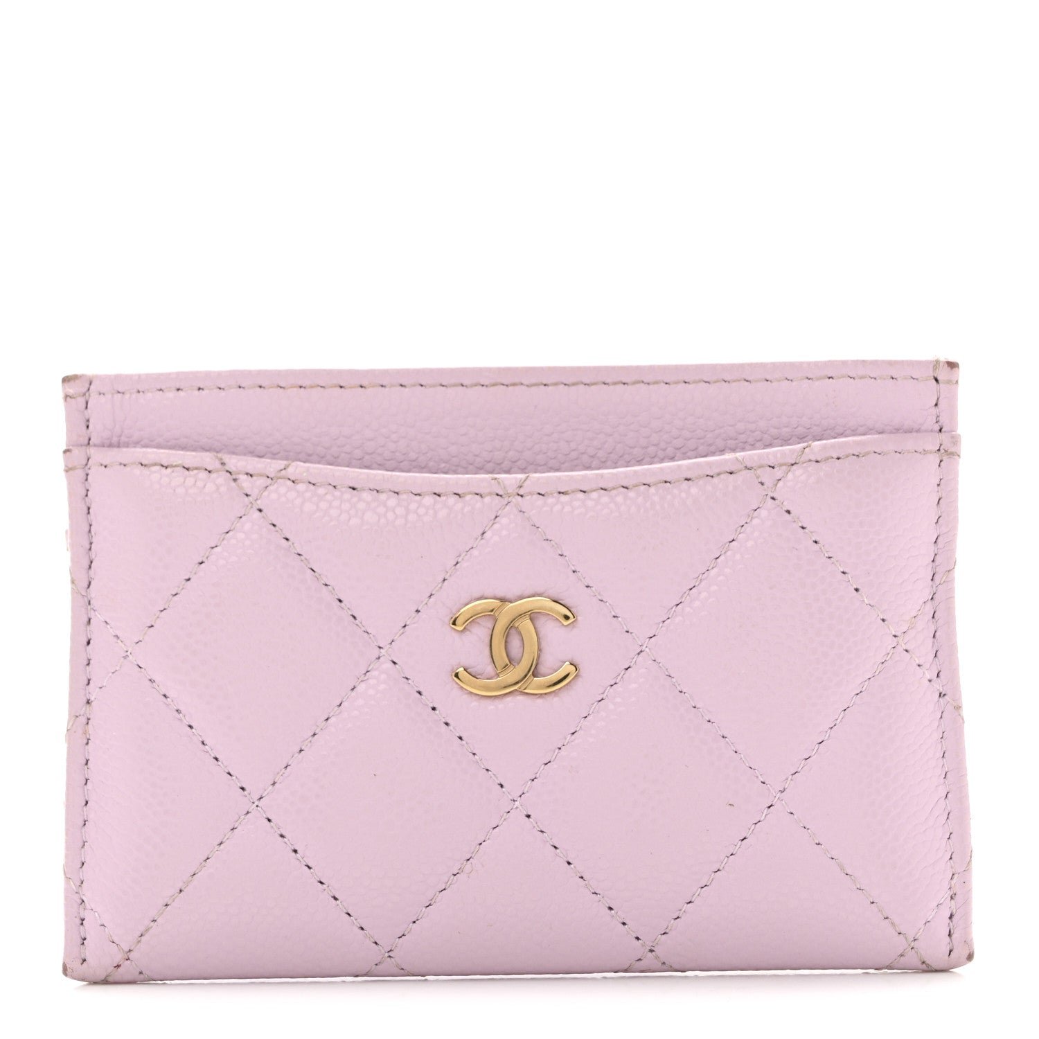 Chanel Caviar Quilted Card Holder Light Purple