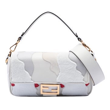 Fur Nappa and Mink Fur Faces Baguette Satchel