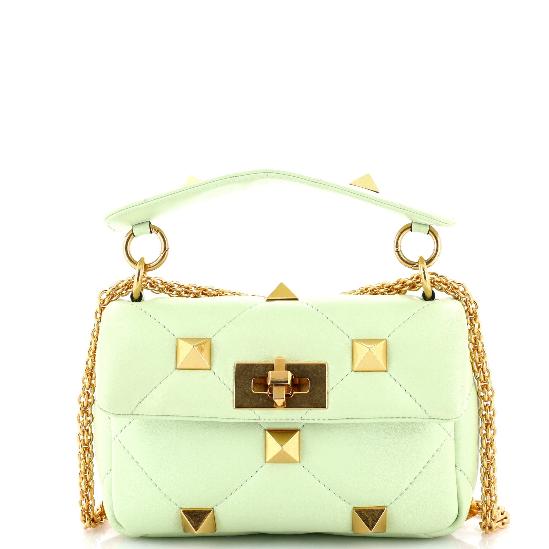 Roman Stud Flap Bag Quilted Leather Small