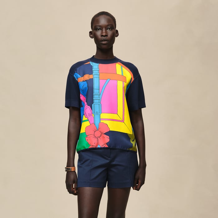 Bleu Outremer "Grand Manege Detail Remix" Wide Short-sleeve Sweater
