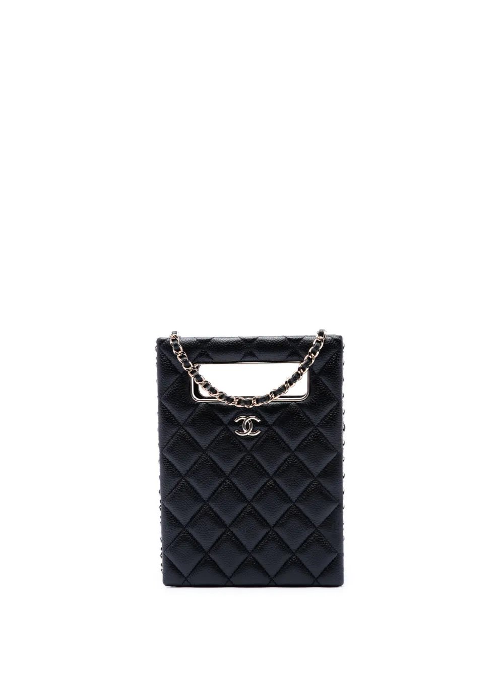 2021-2026 Quilted Caviar Chain Around Cut Out Evening Box Bag satchel