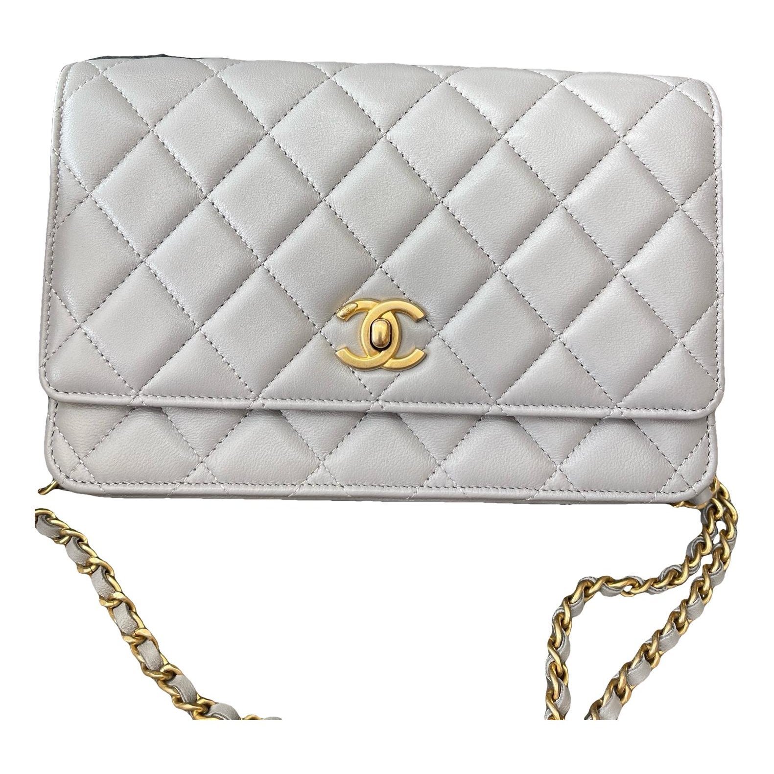 Trendy CC Wallet on Chain leather handbag