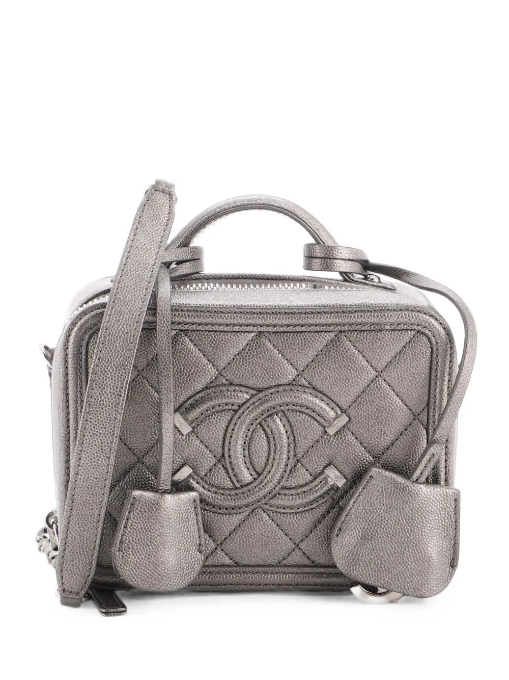 Filigree Vanity Case Quilted Caviar Small satchel