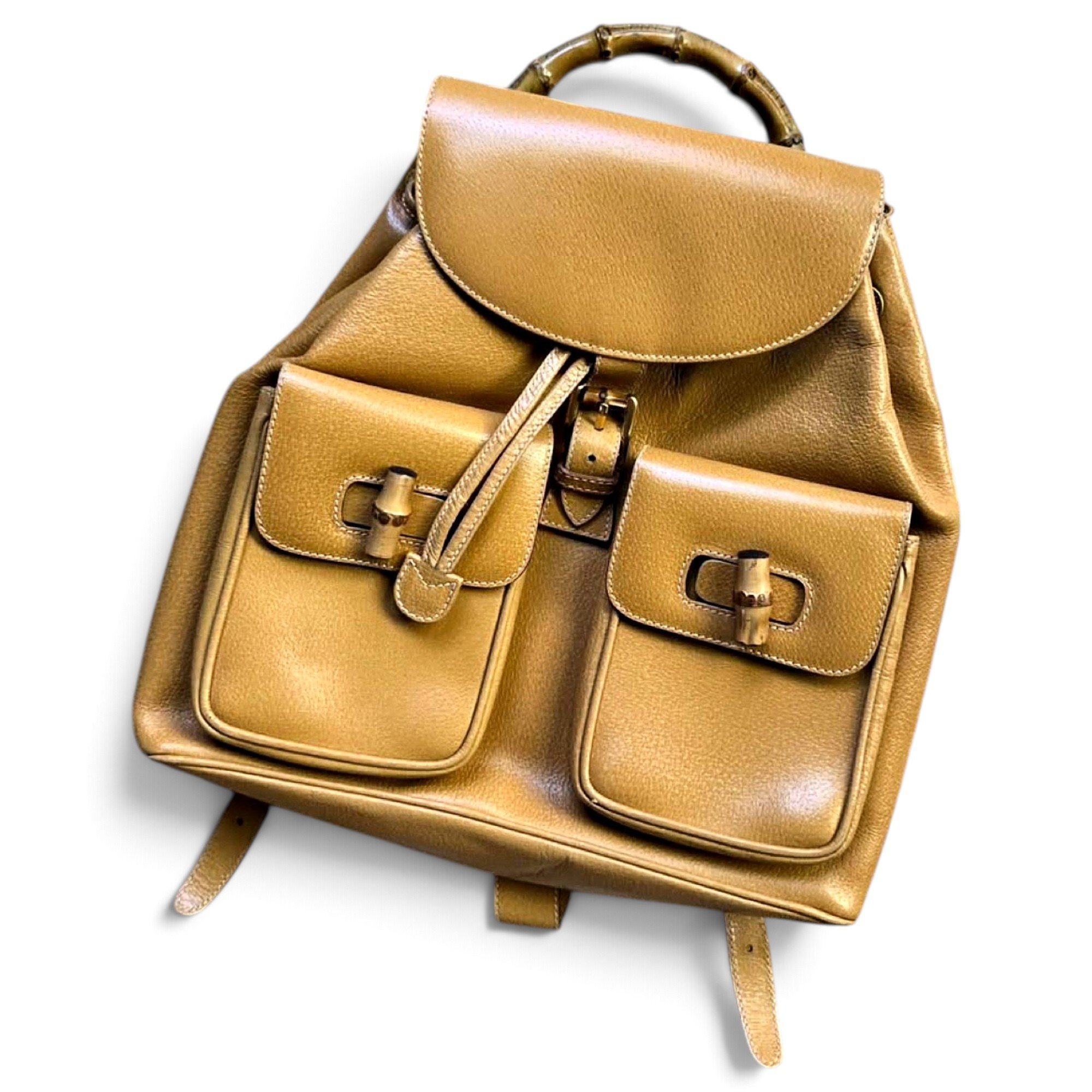 Vintage Bamboo leather backpack