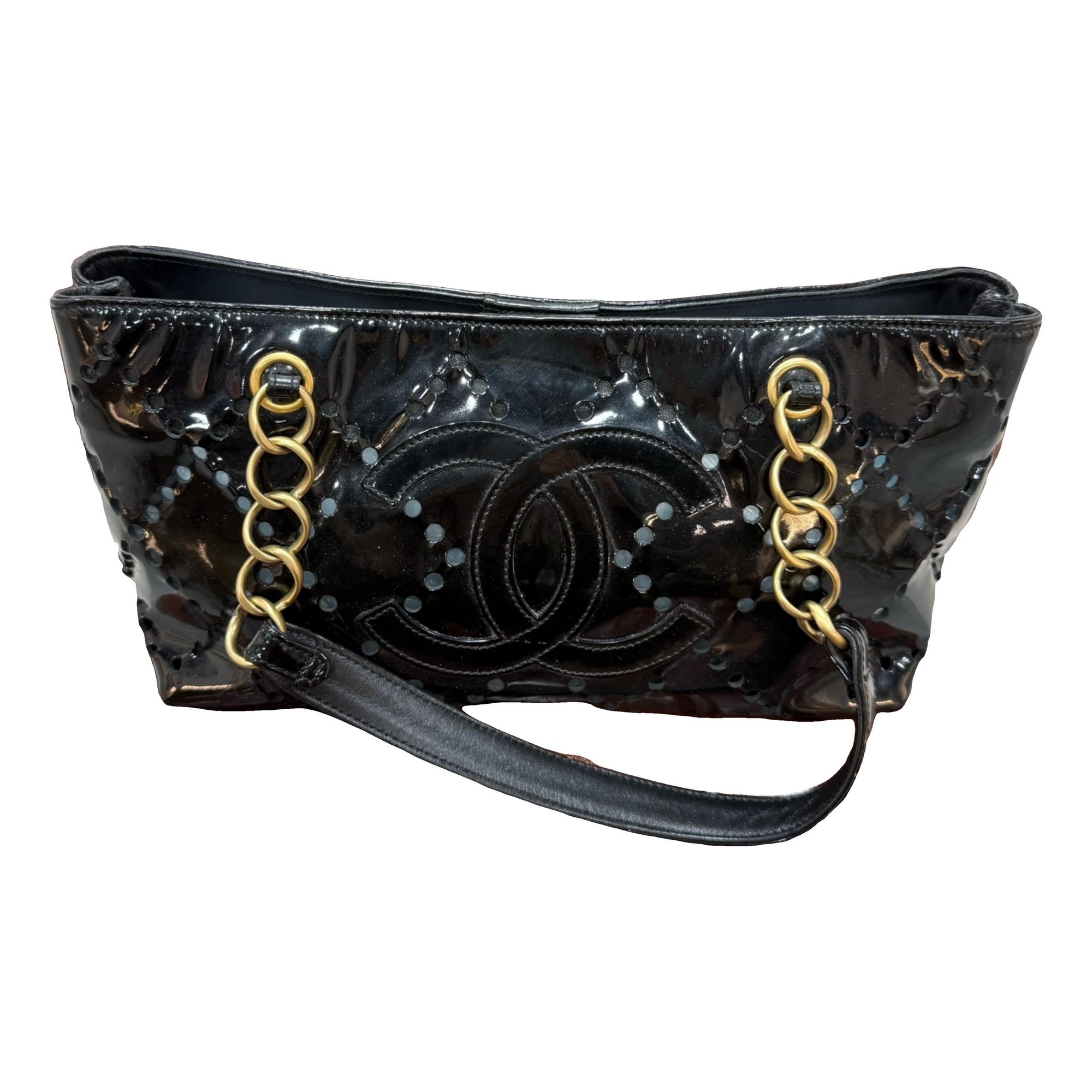 Grand shopping patent leather tote