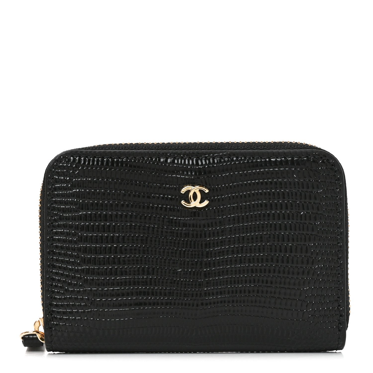 Chanel Calfskin Lizard Embossed Crococo Coin Purse Black