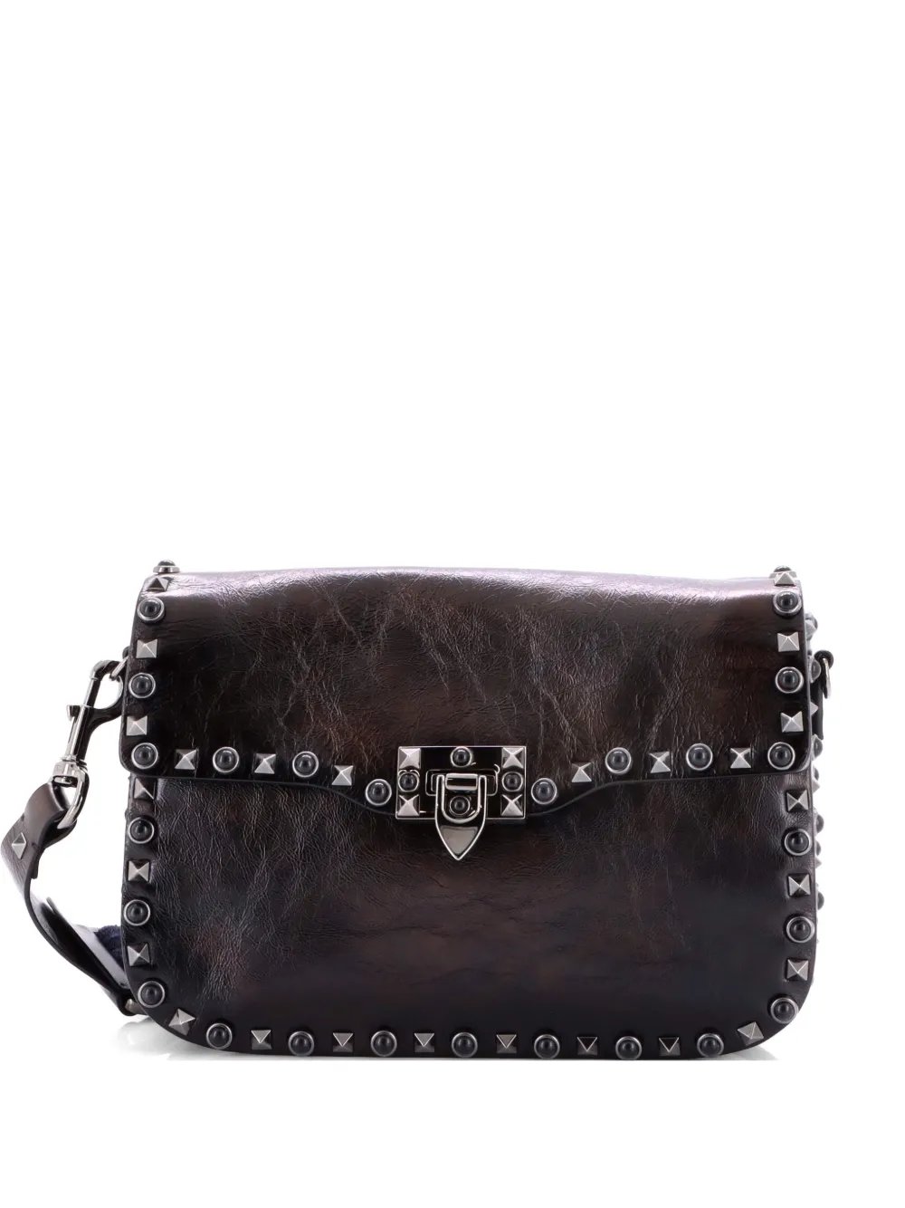 Rolling Rockstud Leather with Cabochons Medium crossbody bag