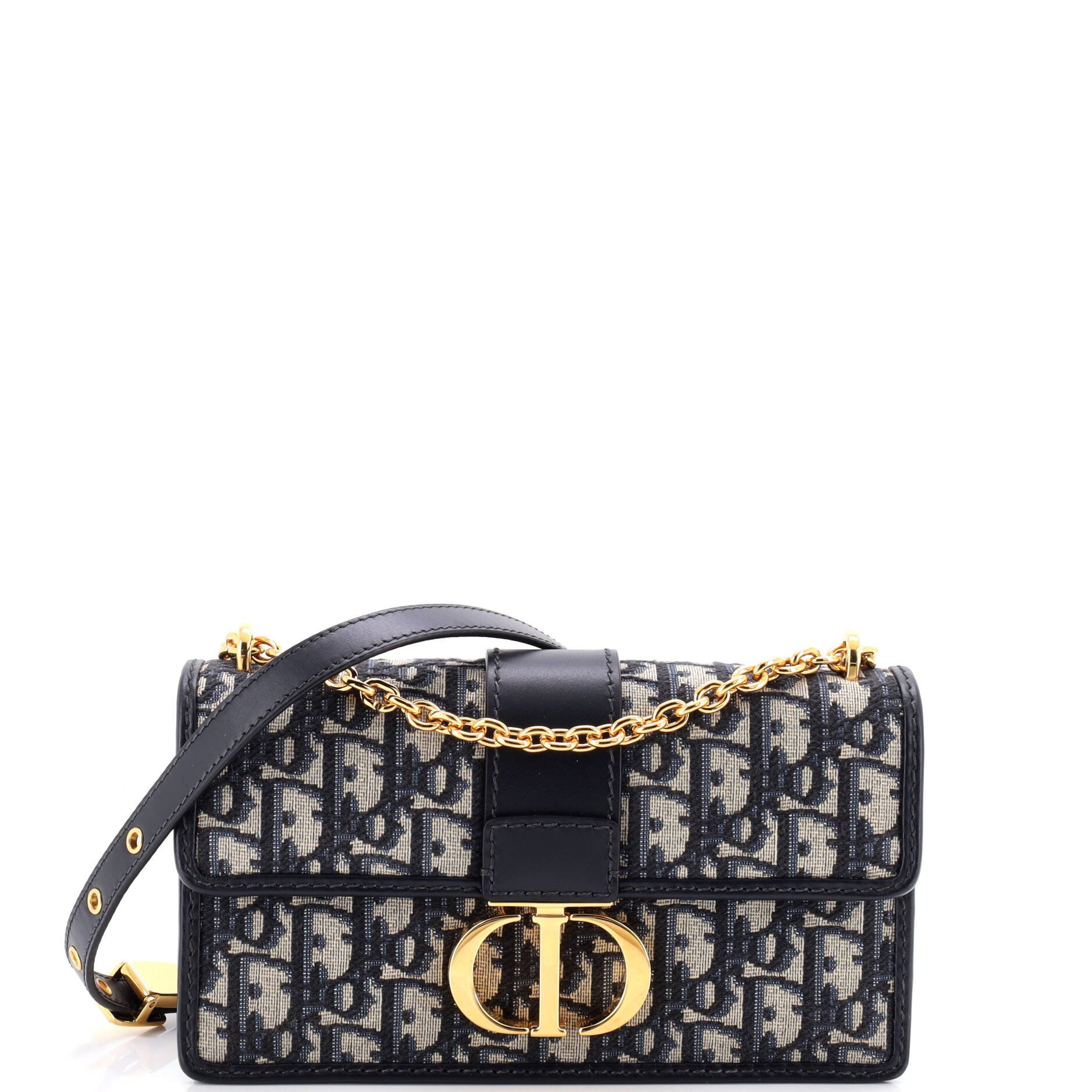 30 Montaigne Chain Flap Bag Oblique Canvas East West