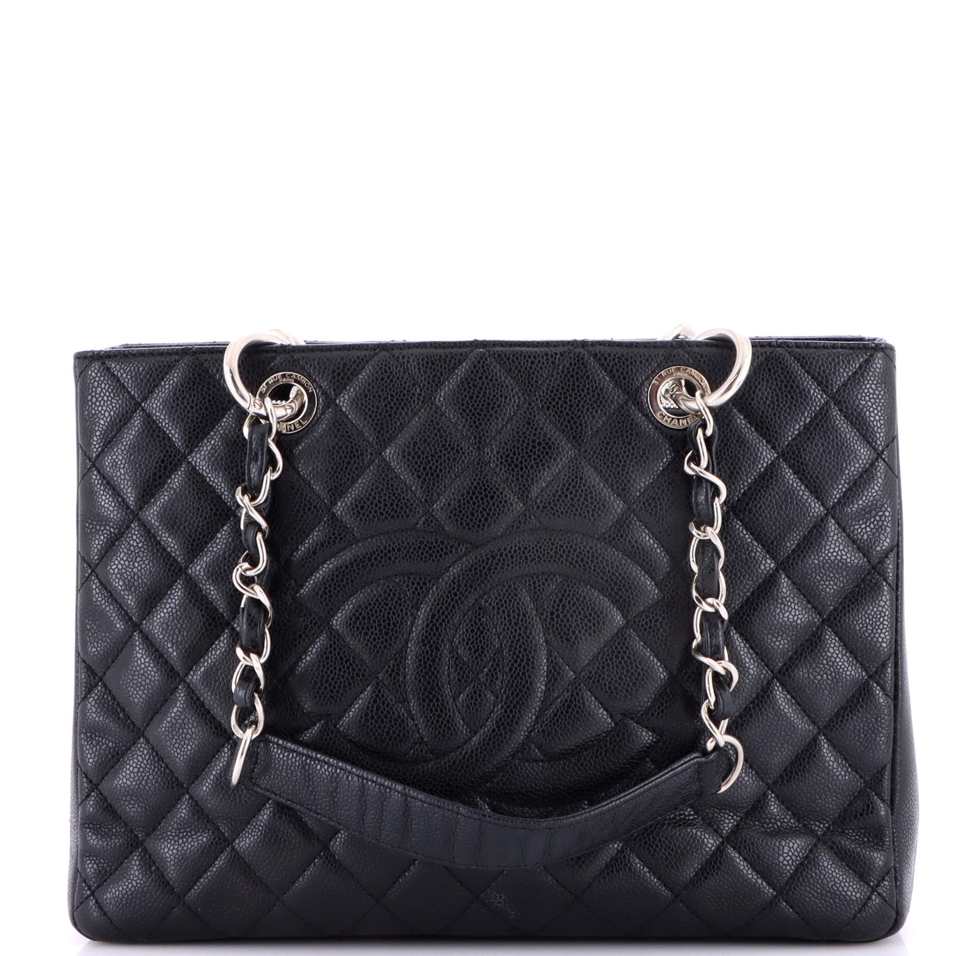 Grand Shopping Tote Quilted Caviar