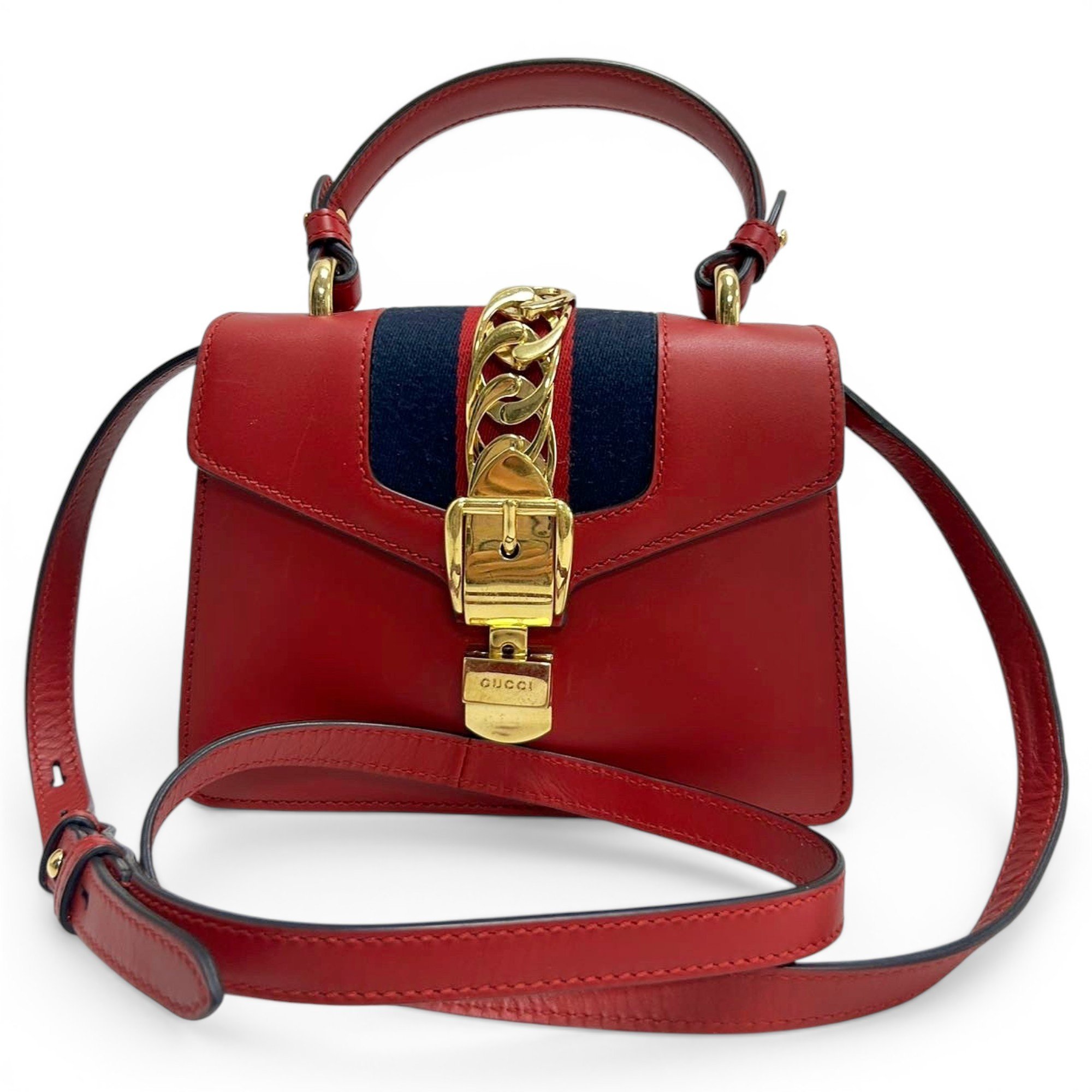 Gucci Ophidia Flap Top Handle leather crossbody bag