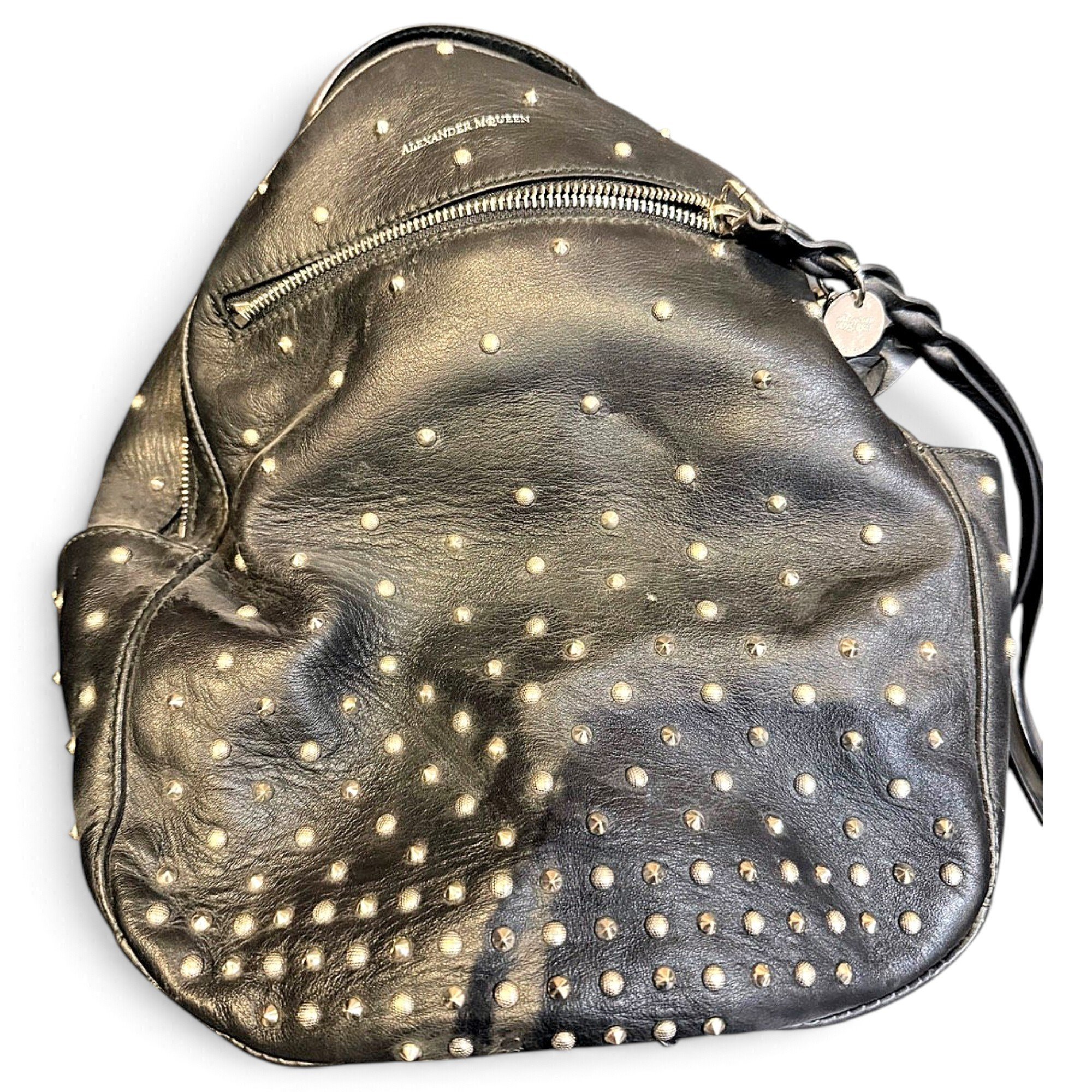 Skull leather backpack
