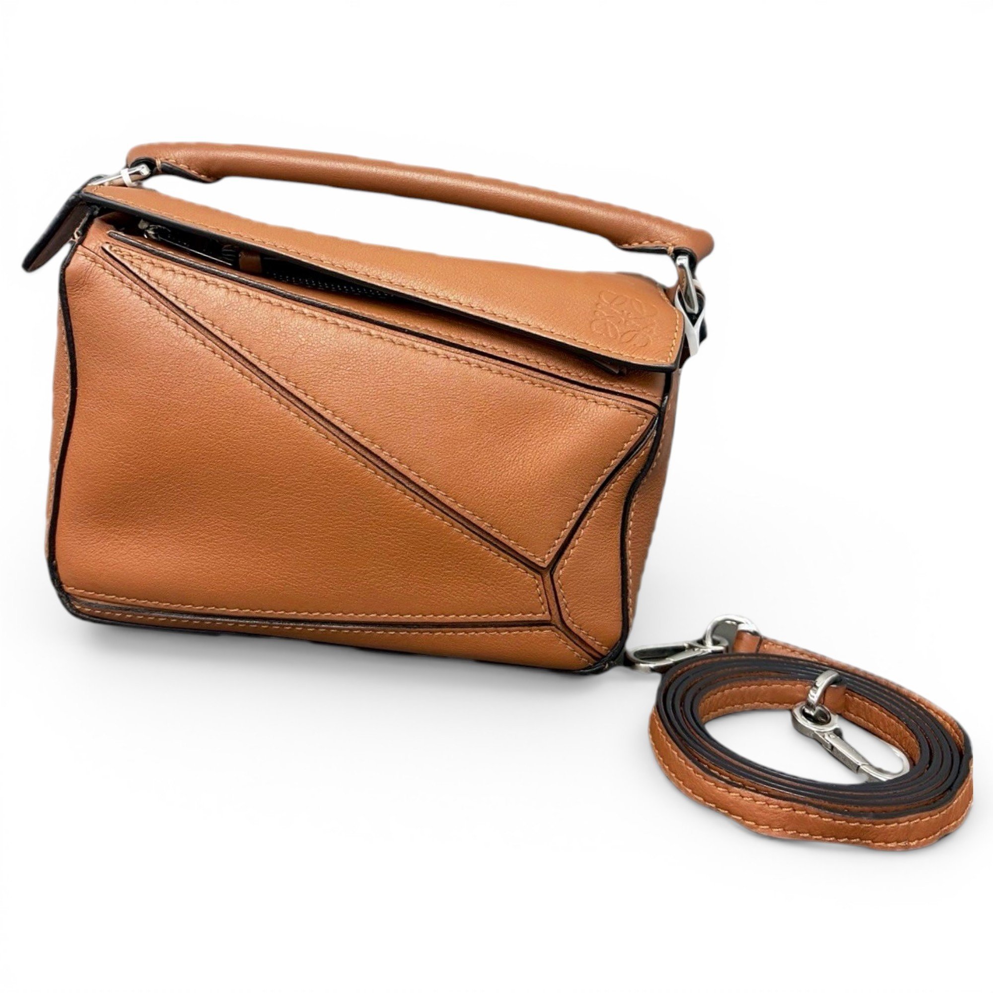 Puzzle leather handbag