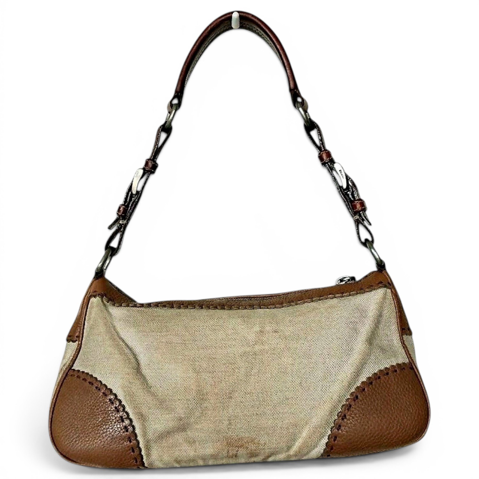 Demi-Lune linen handbag