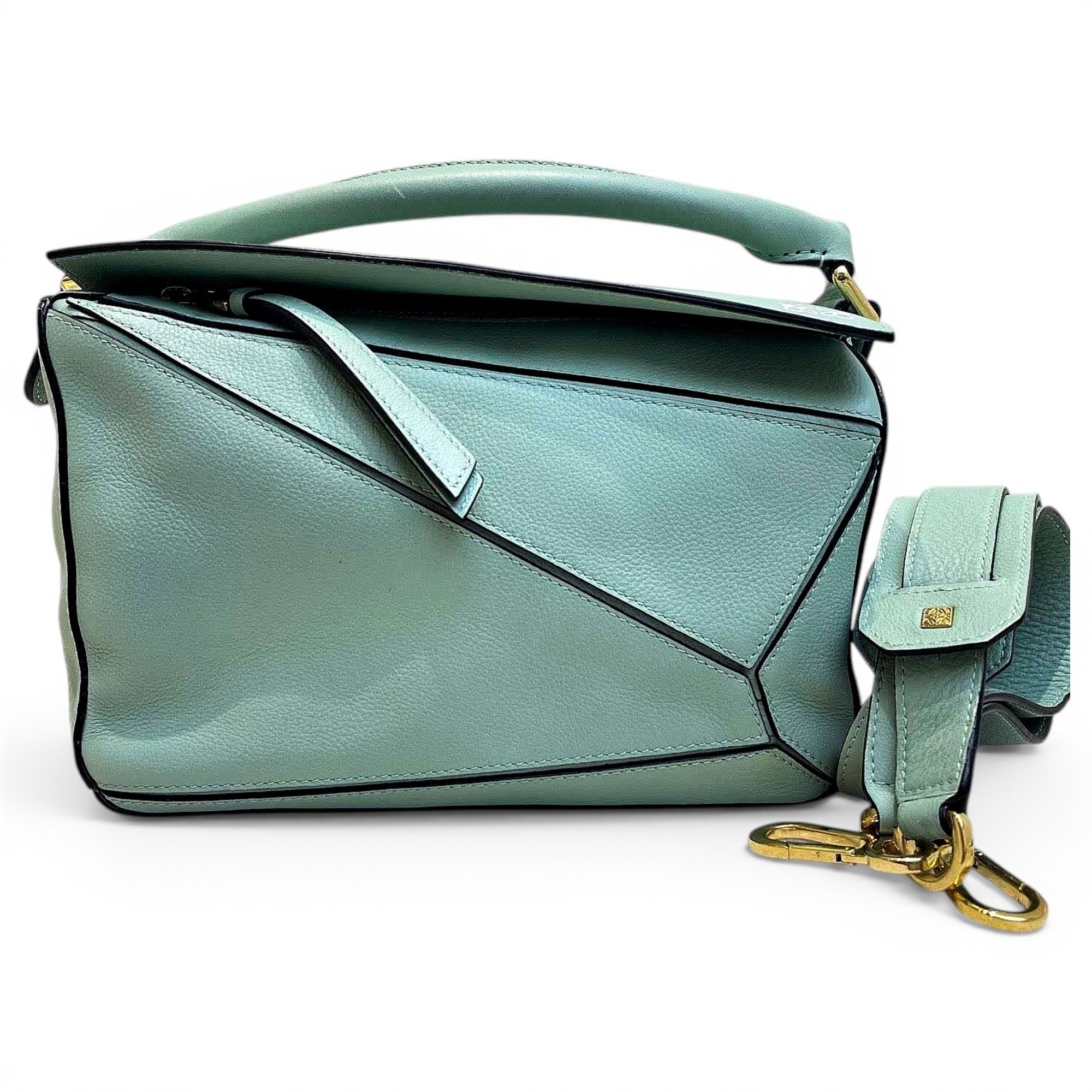 Puzzle leather handbag