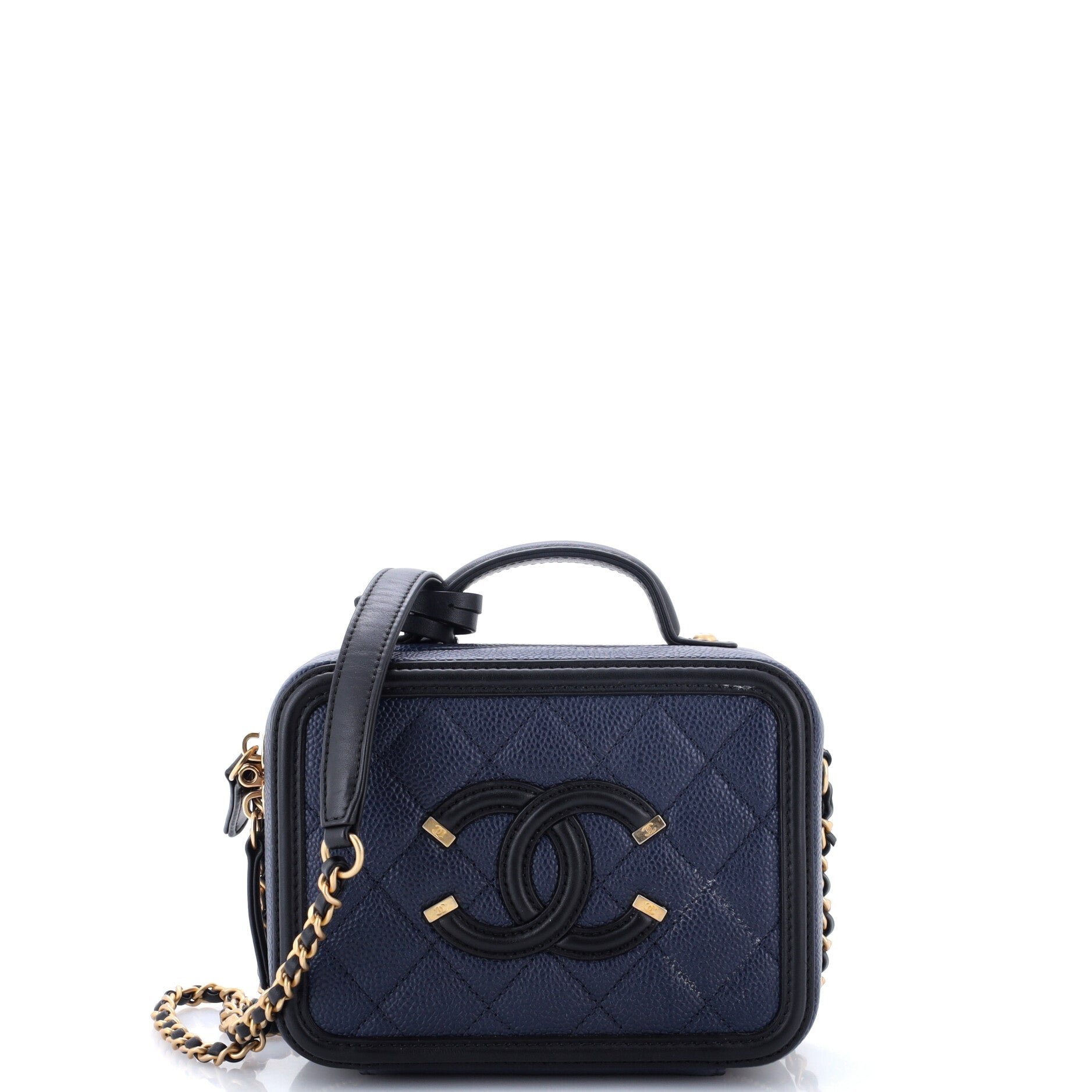 Filigree Vanity Case Quilted Caviar Small