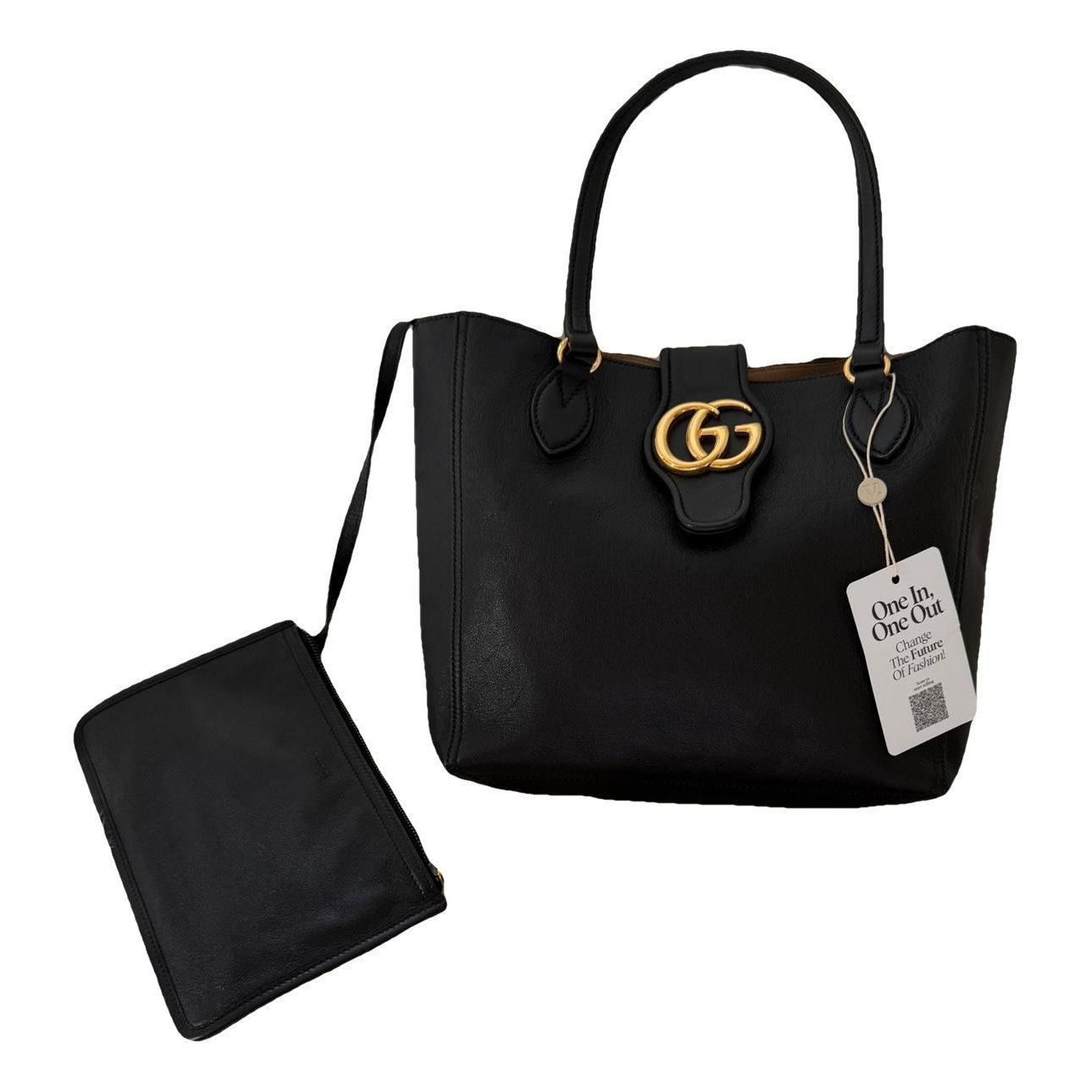 Interlocking leather handbag