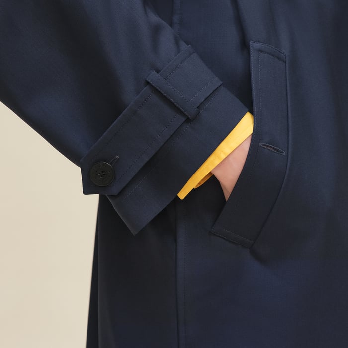 Bleu Encre Fluid Trench Coat