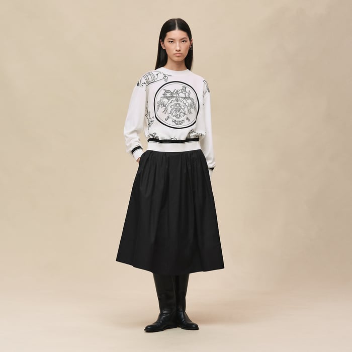Blanc Nacre "Ex-libris a Main Levee" Long-sleeve Twillaine Sweater