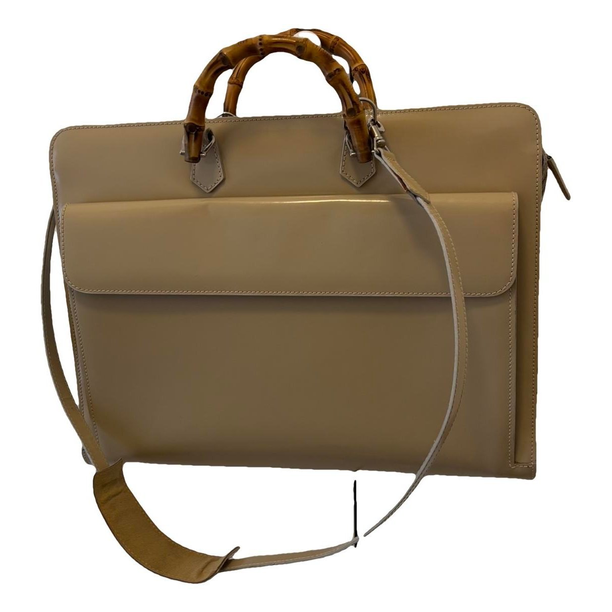 Bamboo patent leather handbag