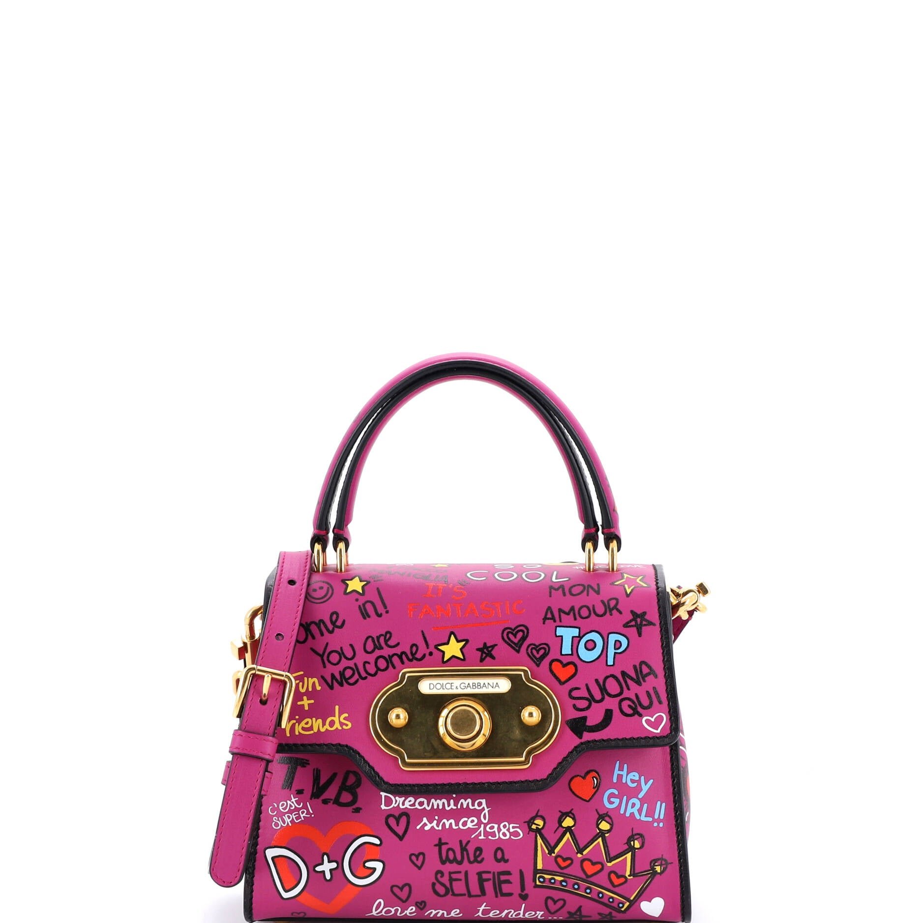 Dolce &amp; Gabbana Welcome Top Handle Bag Printed Leather Mini