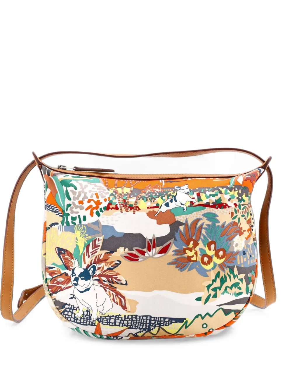 Sursoie To Go Pouch Printed Silk and Leather crossbody bag