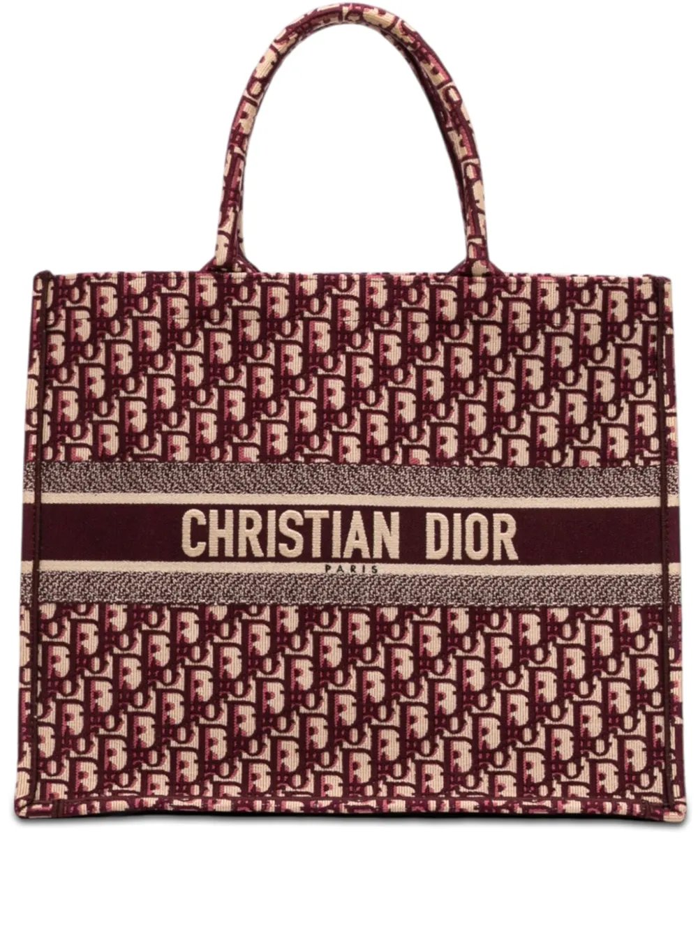 2019 Large Oblique Embroidered Canvas Book tote bag
