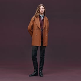 Leather pea coat