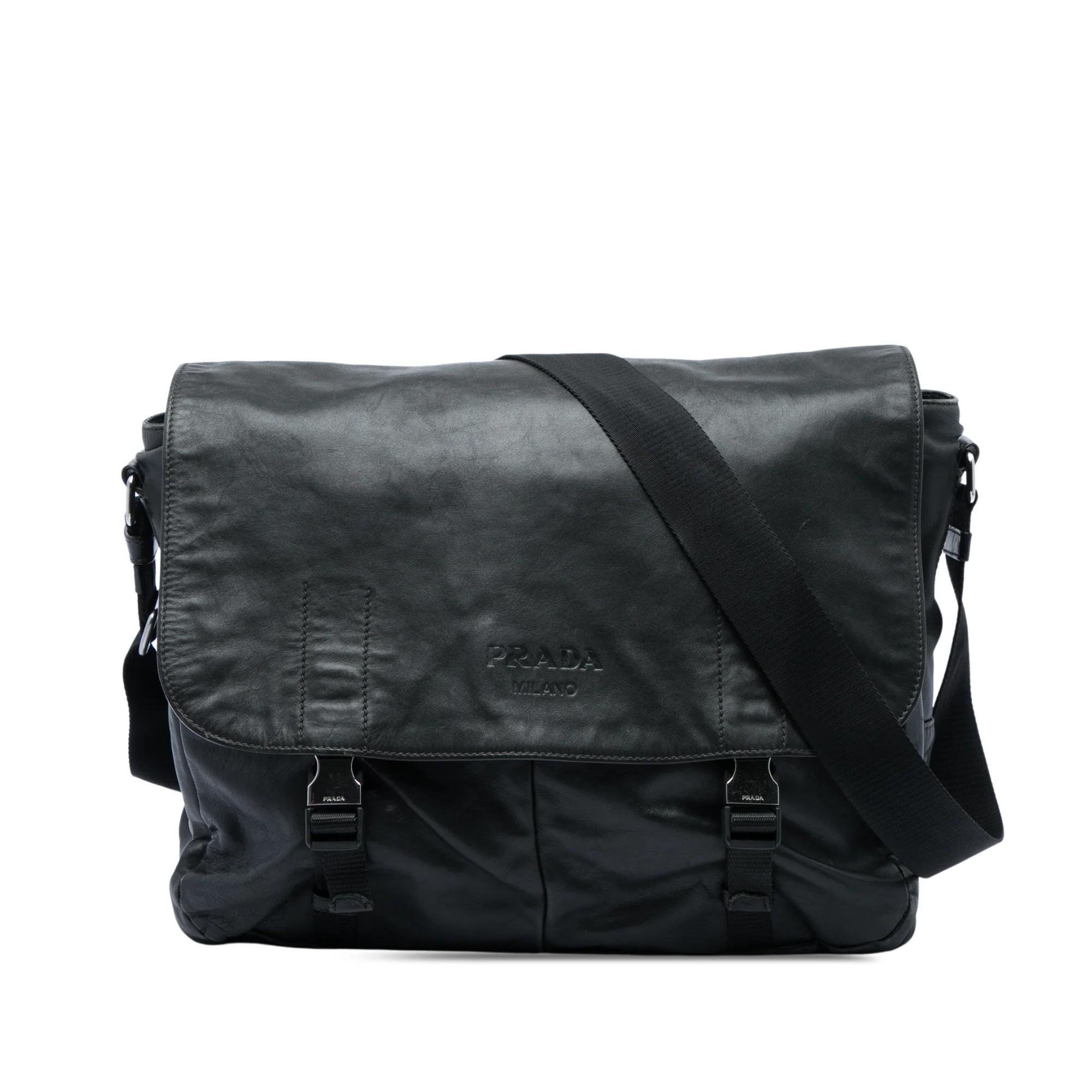 Buckle leather handbag