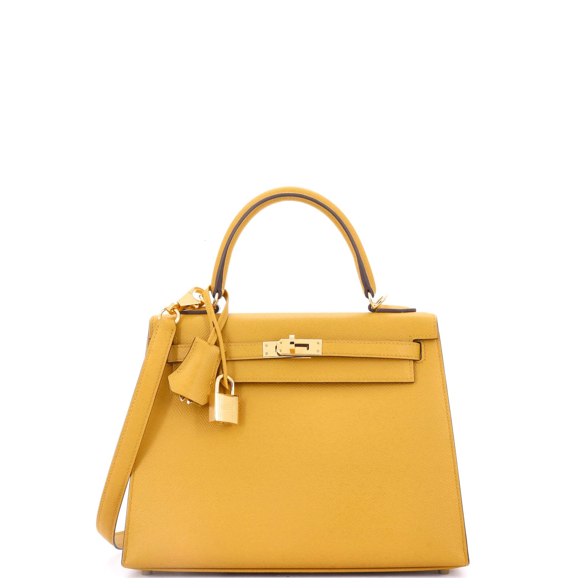Hermes Kelly Handbag Jaune Ambre Epsom with Gold Hardware 25