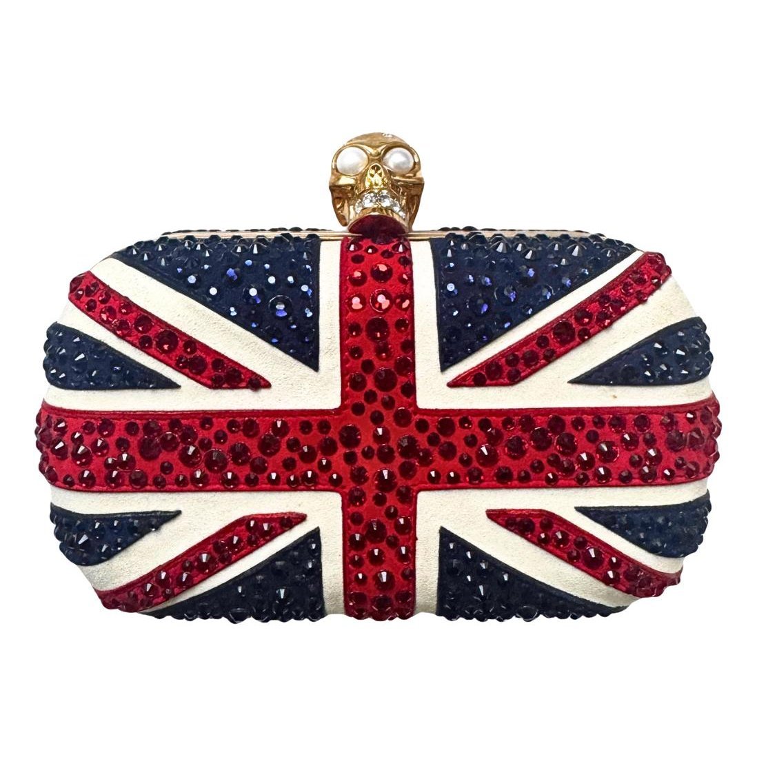 Skull leather clutch bag