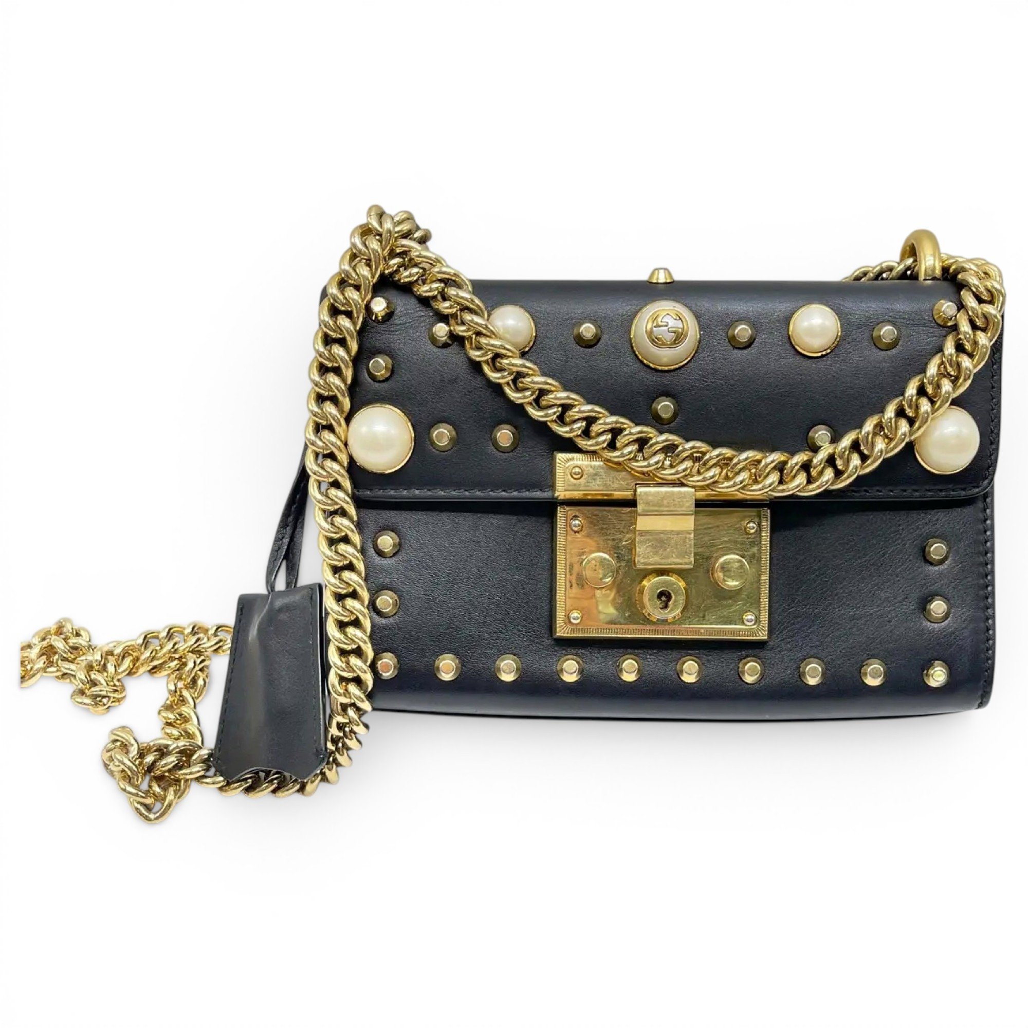 Padlock leather handbag
