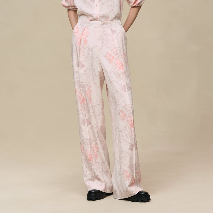 Rose Opaline Pantalon Pyjama Imprimé « aux Champs Remix »