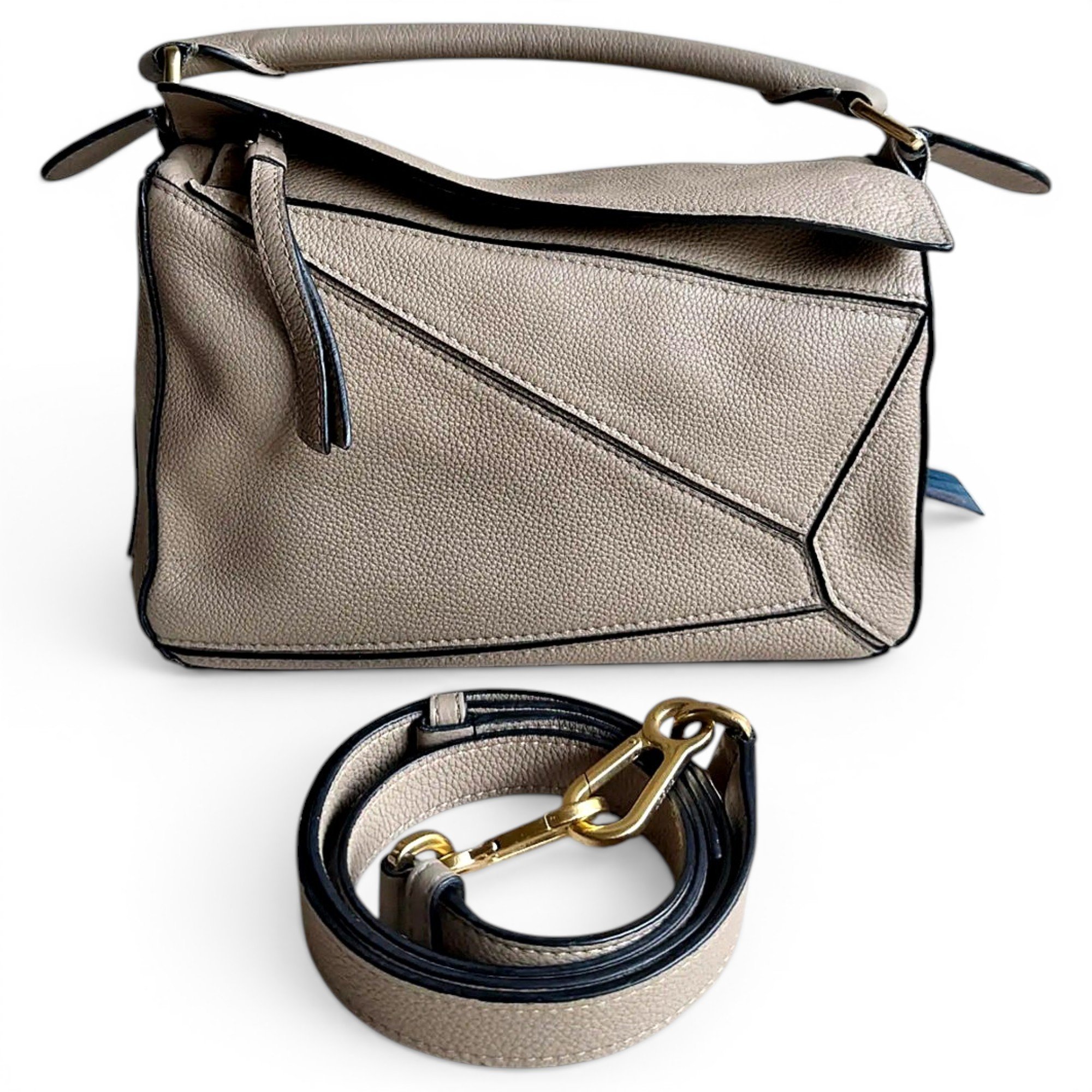 Puzzle leather handbag