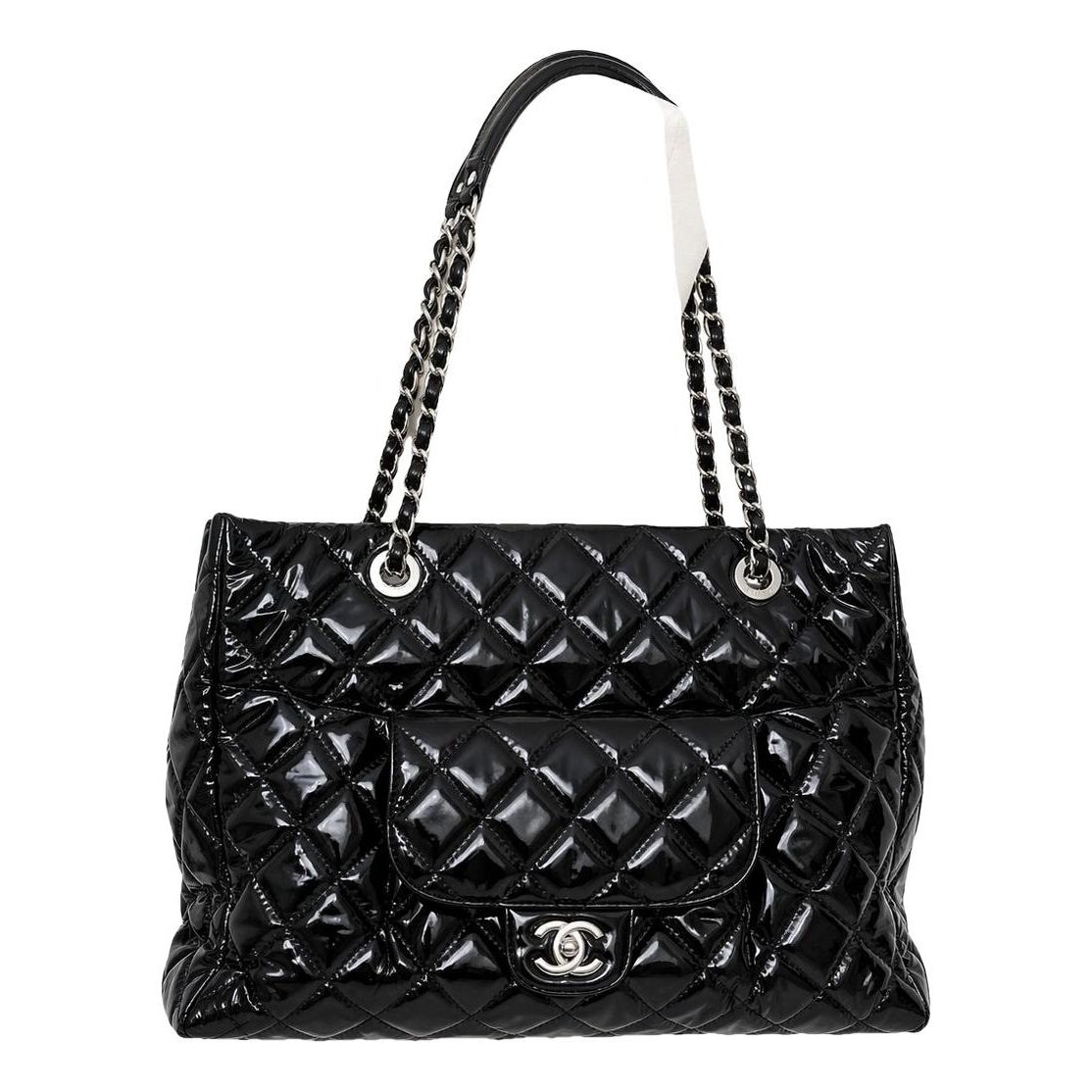 Grand shopping patent leather tote